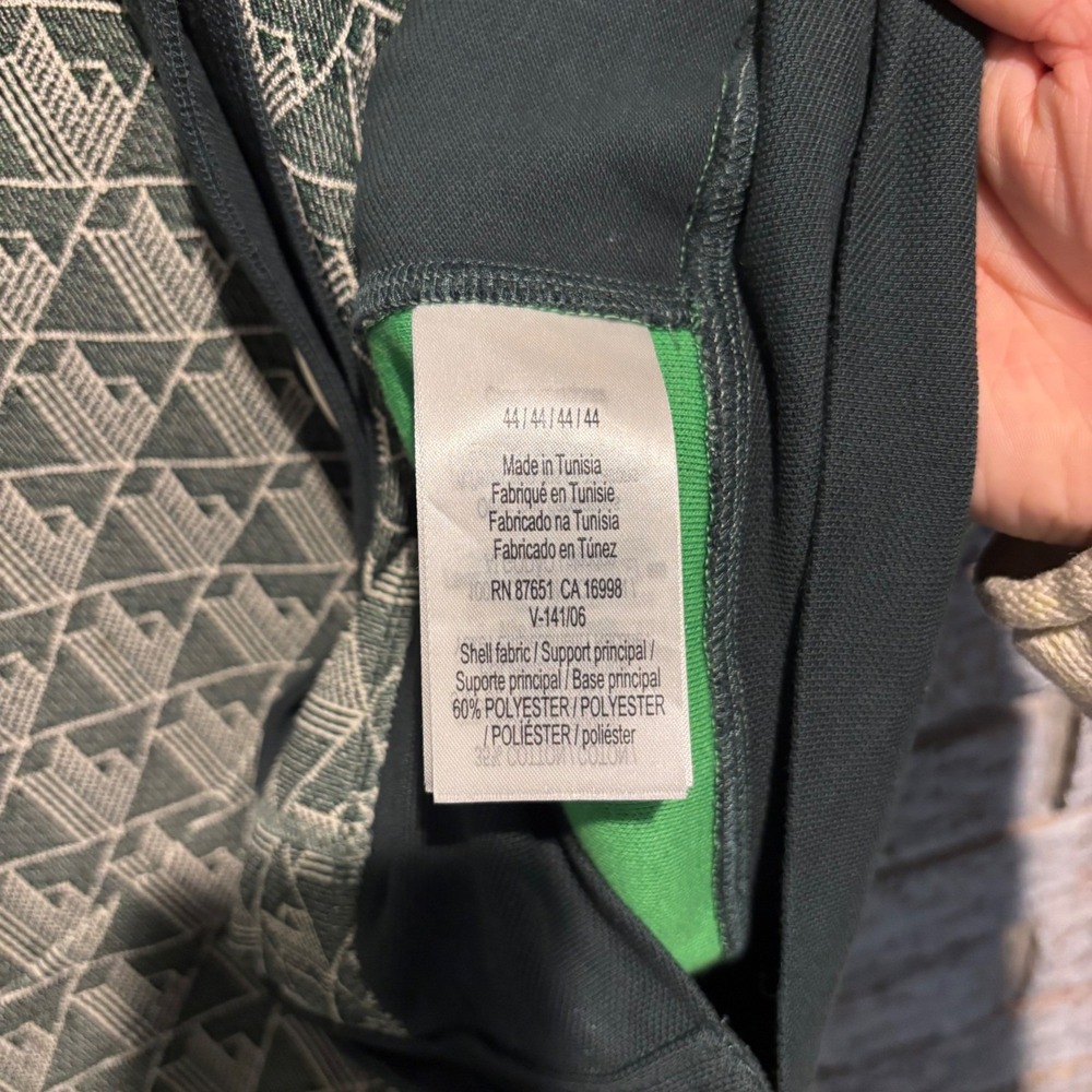 Lacoste Loose Fit Monogram Geometric Cardigan Green Grey Size 44 AF2430 - Picture 7 of 7